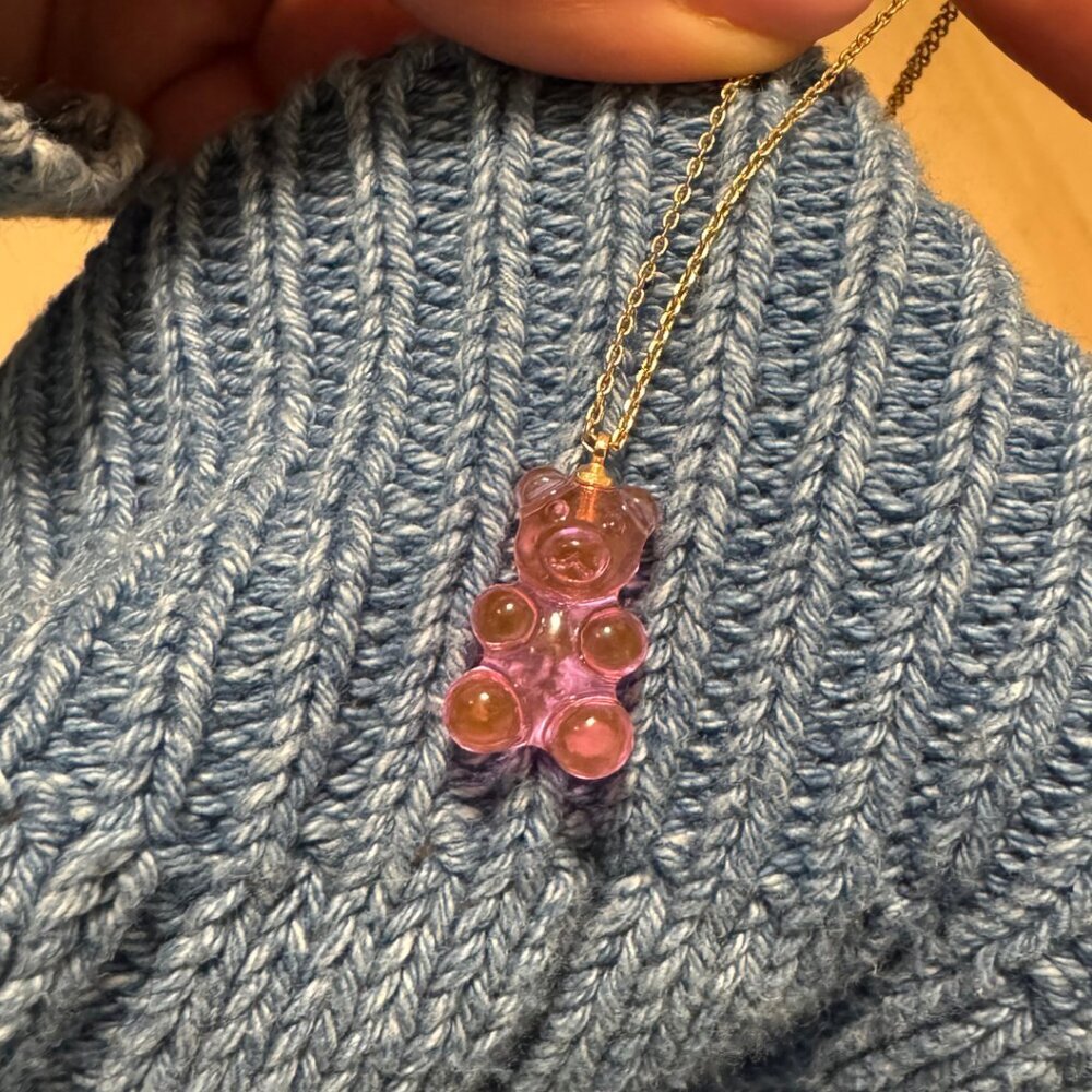 Pink Teddy Bear Gummy Necklace